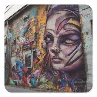 Urban Art on Abandoned Building Square Sticker
