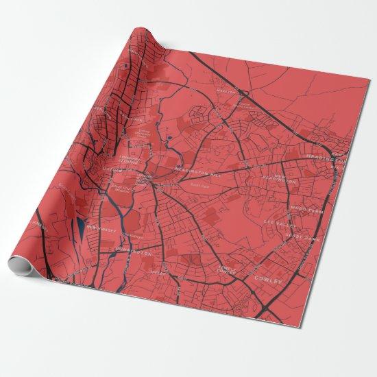 URBAN RED NAVY OXFORD UNIVERSITY UK OUTLINE MAP