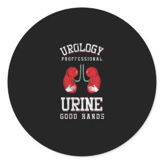 Urologist Urine Good Hands Urology Puns Urology Classic Round Sticker