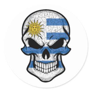 Uruguay Smiling Skull Flag Classic Round Sticker