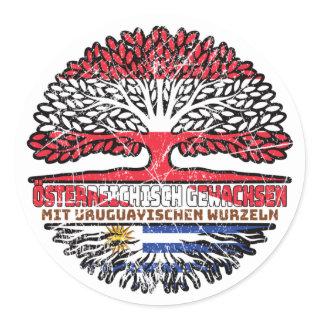 Uruguay Uruguayisch Österreichisch Österreich Baum Classic Round Sticker