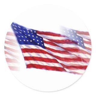 US - American Flag Classic Round Sticker