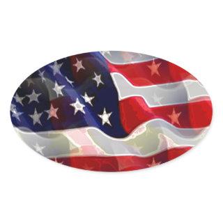 US American Flag Oval Sticker