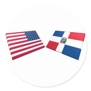 US & Dominican Republic Flags Classic Round Sticker
