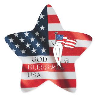 US Flag God Bless America Patriotic Star Sticker