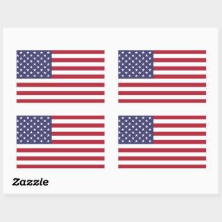 US flag red white and blue Rectangular Sticker