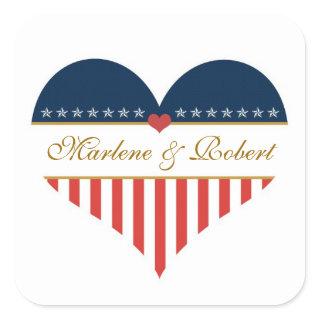 US Heart Flag Military Wedding Custom Stickers