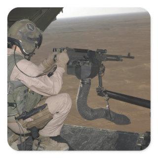 US Marine test firing an M240 heavy machine gun Square Sticker
