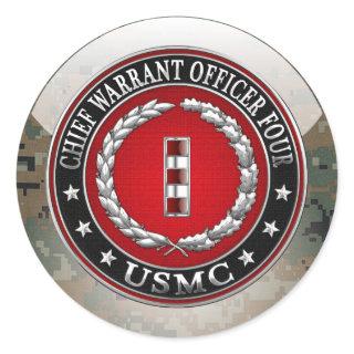 US Marines: Chief Warrant Four (USMC CWO-4) [3D] Classic Round Sticker