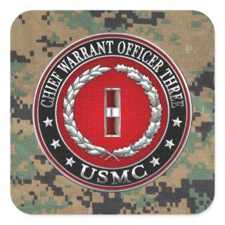 US Marines: Chief Warrant Three (USMC CWO-3) [3D] Square Sticker