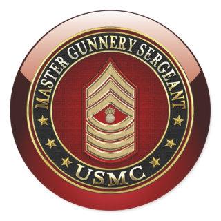 US Marines: Master Gunnery Sergeant (USMC MGySgt) Classic Round Sticker