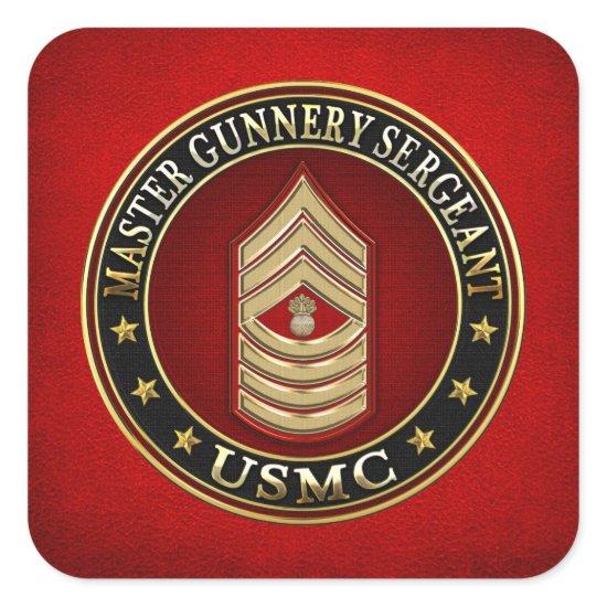 US Marines: Master Gunnery Sergeant (USMC MGySgt) Square Sticker