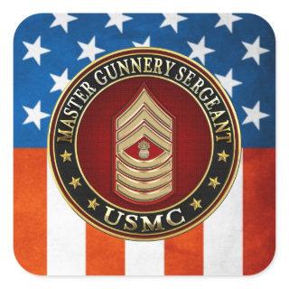 US Marines: Master Gunnery Sergeant (USMC MGySgt) Square Sticker