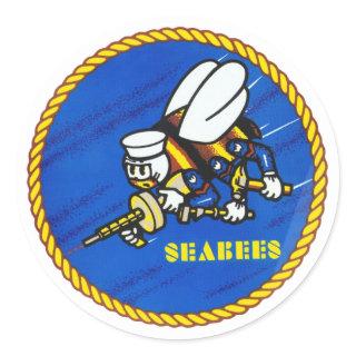 US Navy Seabees Logo Classic Round Sticker