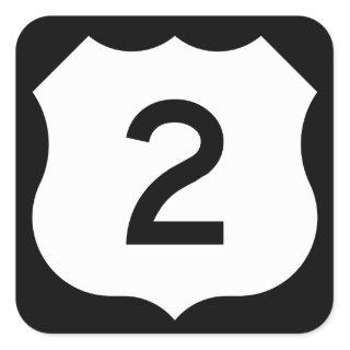 US Route 2 Sign Square Sticker