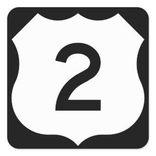 US Route 2 Sign Square Sticker