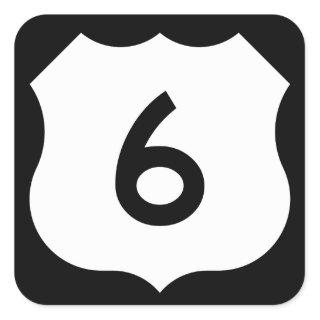 US Route 6 Sign Square Sticker