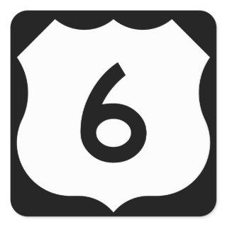 US Route 6 Sign Square Sticker