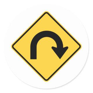 US U-turn road sign stickers