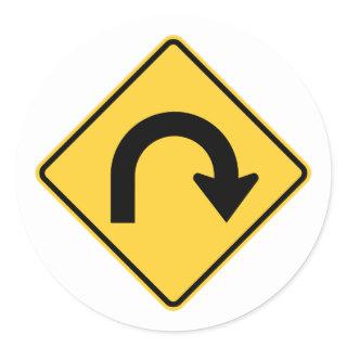 US U-turn road sign stickers