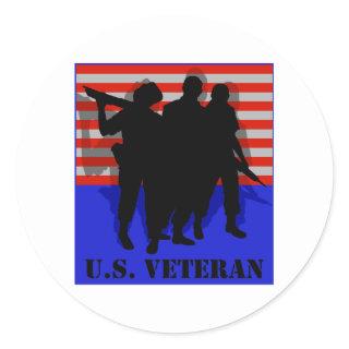 US Veteran Classic Round Sticker