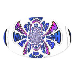 USA Celebration: Lovely Fun Text Dynamic Art Oval Sticker