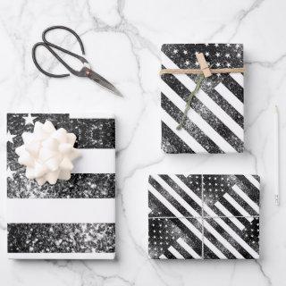USA flag black and white sparkles glitters pattern  Sheets