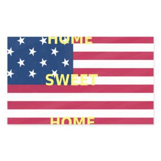 USA Flag "Home Sweet Home" Art Print Rectangular Sticker