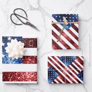 USA flag red blue sparkles glitters pattern  Sheets