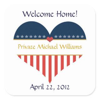 USA Heart Flag Welcome Home Stickers