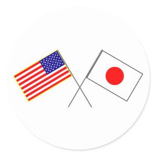 USA JAPAN flags Classic Round Sticker