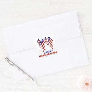 USA Patriotic MARATHON / RELAY RUN Square Sticker