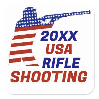 USA Patriotic Rifle Shooting Square Sticker
