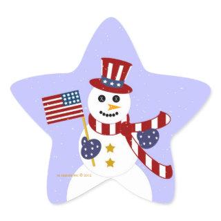 USA Patriotic Snowman with Flag Star Stickers