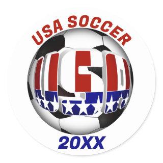 USA Patriotic SOCCER Sports Classic Round Sticker