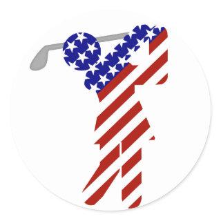 USA Patriotic WOMEN'S GOLF Classic Round Sticker