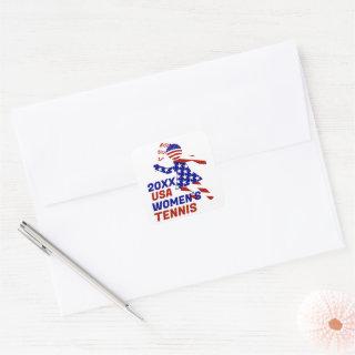 USA Patriotic WOMEN'S TENNIS Square Sticker