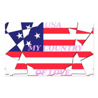 USA Star Spangled Love My Country of Love Rectangular Sticker