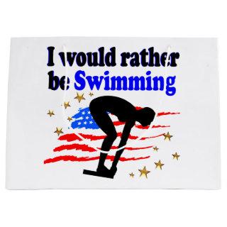USA SWIMMER DESIGN I WOULD RATHER BE SWIMMING LARGE GIFT BAG