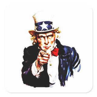USA Uncle Sam wants You Patriotic Duty Call to arm Square Sticker