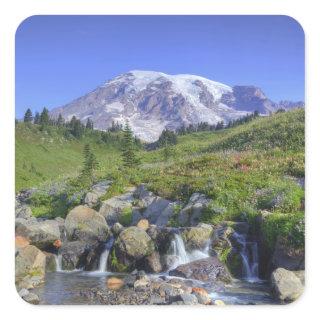 USA, Washington, Mt. Rainier NP, Mt. Rainier and 2 Square Sticker