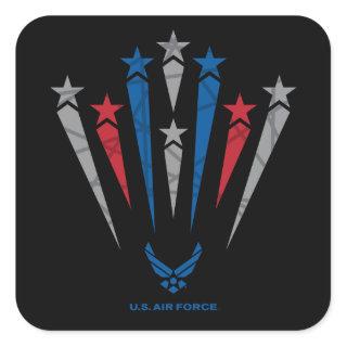USAF | Red, Grey & Blue Stars Square Sticker