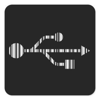 USB LOGO BAR CODE Computer Barcode Pattern Design Square Sticker