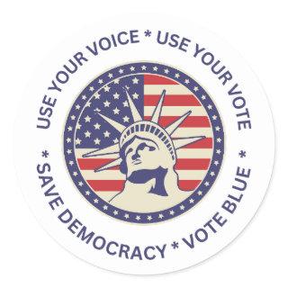 Use Your Vote Patriotic Liberty Badge  Classic Round Sticker