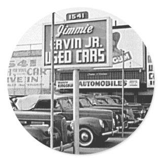Used Car Lot Vintage Hollywood California Classic Round Sticker