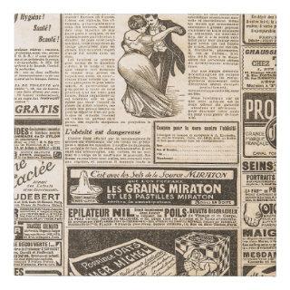 Used paper background. Old newspaper pages with vi Faux Canvas Print