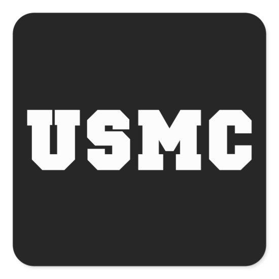 USMC [bold text] Square Sticker