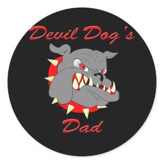 USMC Devil Dog's Dad Classic Round Sticker