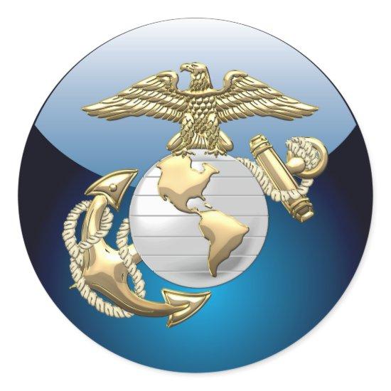 USMC Eagle, Globe & Anchor (EGA) [3D] Classic Round Sticker