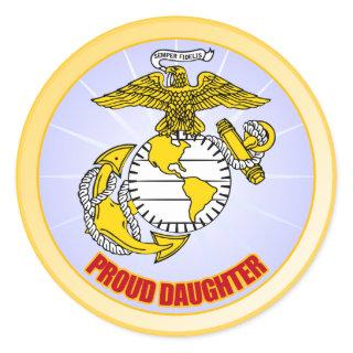 USMC Proud Daughter Classic Round Sticker